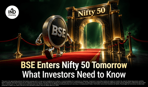 image with title "BSE Enters Nifty 50 Tomorrow What Investors Need to Know"