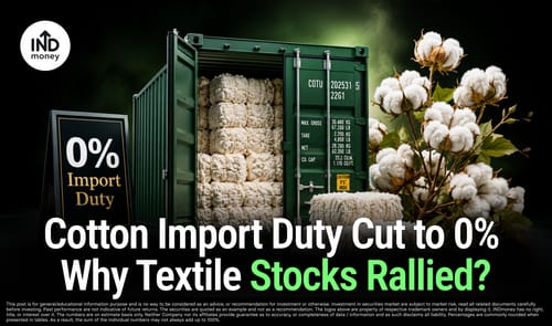 image with title "Cotton Import Duty Cut to 0%  Why Textile Stocks Rallied?"