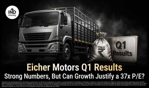image with title "Eicher Motors Q1 Results Strong Numbers, But Can Growth Justify a 37x P/E?" image with title "Eicher Motors Q1 Results Strong Numbers, But Can Growth Justify a 37x P/E?"