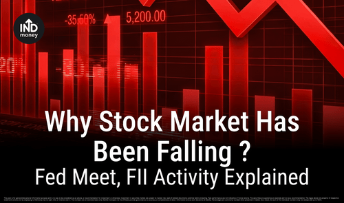 Image with title "Why Stock Market Has Been Falling ? Fed Meet, FII Activity Explained"