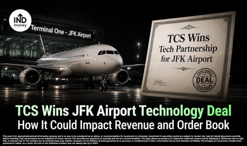 image with title "TCS Wins JFK Airport Technology Deal How It Could Impact Revenue and Order Book"