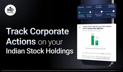Track Corporate Actions Like Bonus Issue, Stock Splits & Demergers On INDstocks  image