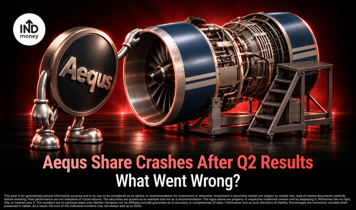 image with title "Aequs Share Crashes After Q2 Results What Went Wrong?"