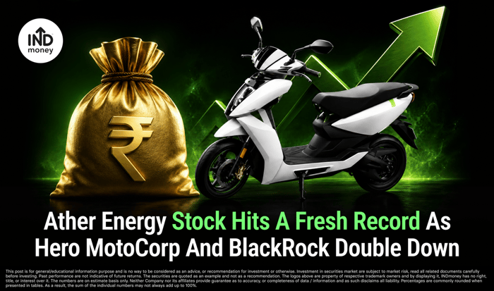 Image with title "Ather Energy Stock Hits A Fresh Record As Hero MotoCorp And BlackRock Double Down " Image with title "Ather Energy Stock Hits A Fresh Record As Hero MotoCorp And BlackRock Double Down "