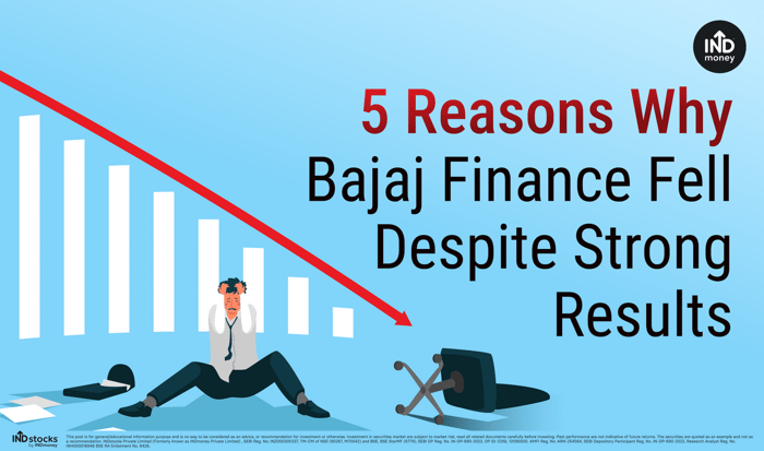 Image with title "5 Reasons Why Bajaj Finance Fell Despite Strong Results"