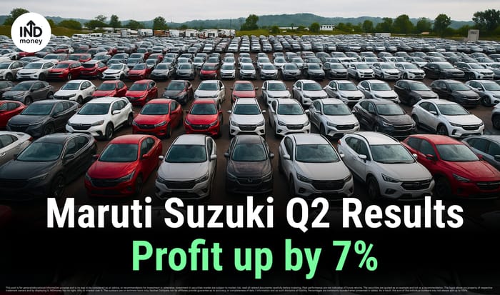 Image with title "Maruti Suzuki Q2 Results Profit up by 7%"