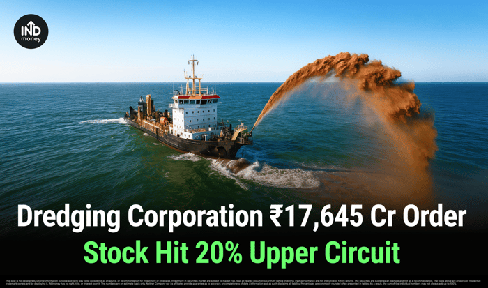 Image with text "Dredging Corporation ₹17,645 Crore Order Stock Hit 20% Upper Circuit" Image with text "Dredging Corporation ₹17,645 Crore Order Stock Hit 20% Upper Circuit"
