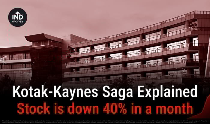 image with title "Kotak-Kaynes Saga Explained Stock is down 40% in a month"