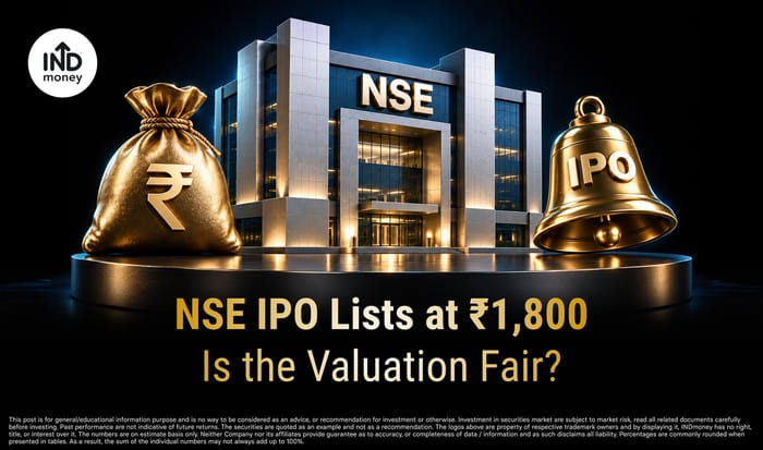 NSE IPO Lists at ₹1,800 NSE IPO Lists at ₹1,800