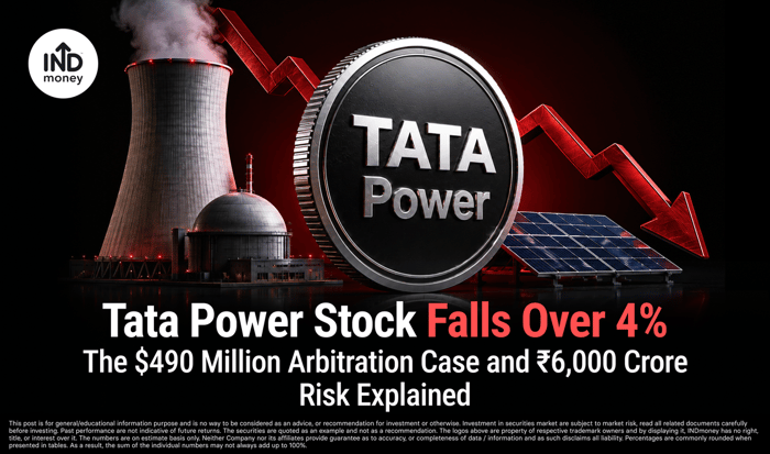 Image with title "Tata Power Stock Falls Over 4%: The $490 Million Arbitration Case and ₹6,000 Crore Risk Explained" Image with title "Tata Power Stock Falls Over 4%: The $490 Million Arbitration Case and ₹6,000 Crore Risk Explained"