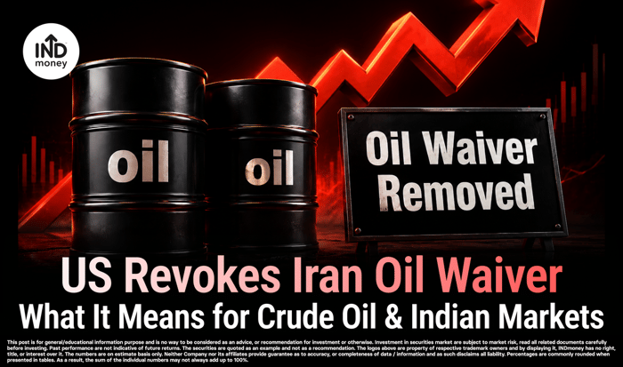 image with title "US Revokes Iran Oil Waiver What It Means for Crude Oil & Indian Markets"
