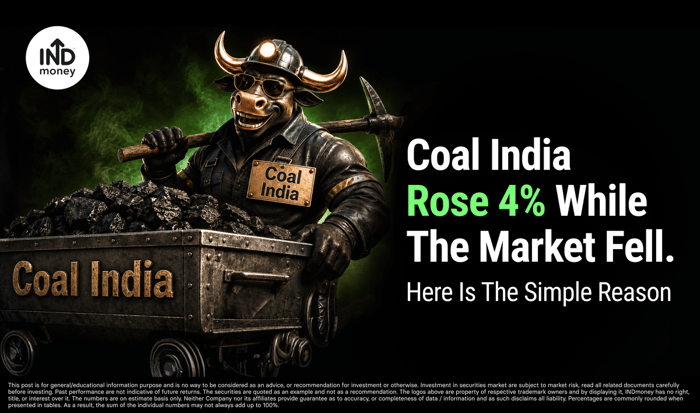 Image with title "Coal India Rose 4% While The Market Fell. Here Is The Simple Reason"