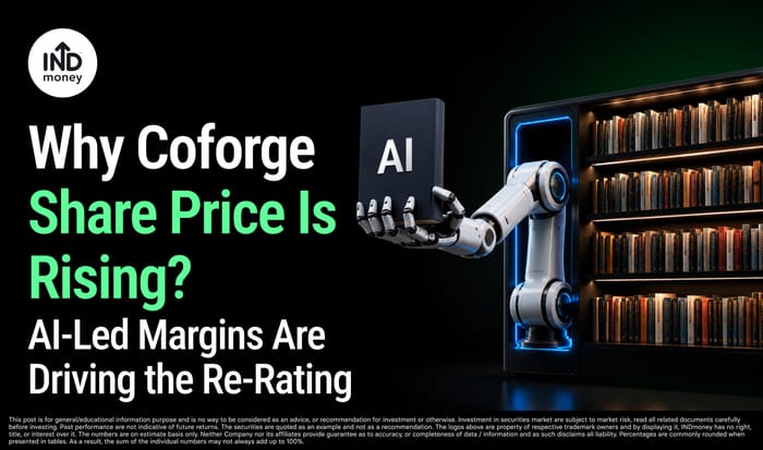 image with title "Why Coforge Share Price Is Rising AI-Led Margins Are Driving the Re-Rating"