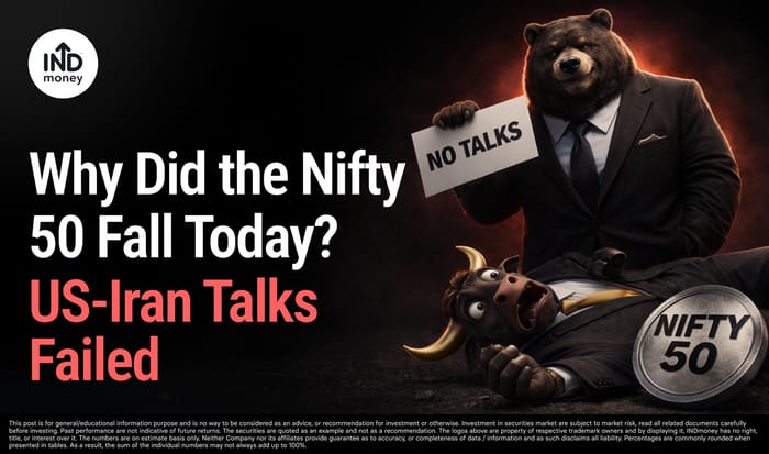 image with title "Why Did the Nifty 50 Fall Today? US-Iran Talks Failed"
