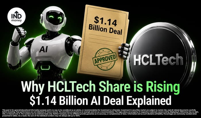 image with title "Why HCLTech Share is Rising: $1.14 Billion AI Deal Explained"