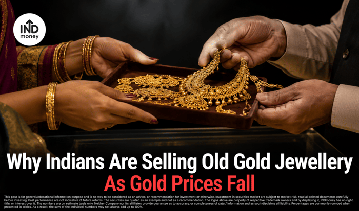 image with title "Why Indians Are Selling Old Gold Jewellery As Gold Prices Fall"