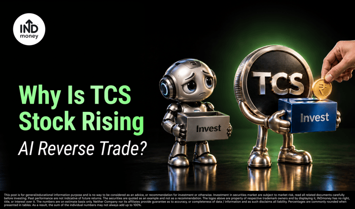 image with title "Why Is TCS Stock Rising AI Reverse Trade?"
