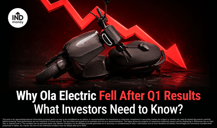 image with title "Why Ola Electric Fell After Q1 Results What Investors Need to Know?"