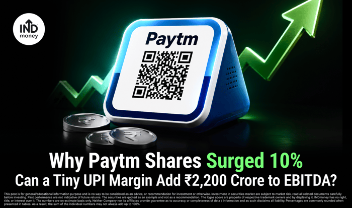 image with title "Why Paytm Shares Surged 10% Can a Tiny UPI Margin Add ₹2,200 Crore to EBITDA?" image with title "Why Paytm Shares Surged 10% Can a Tiny UPI Margin Add ₹2,200 Crore to EBITDA?"
