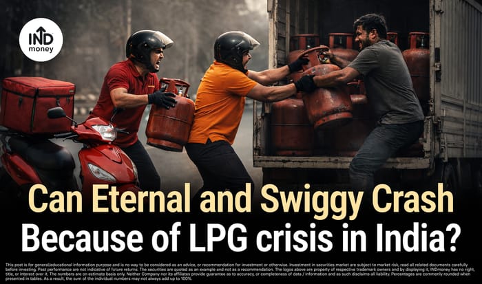 image with title "Can Eternal and Swiggy Crash Because of LPG crisis in India?"