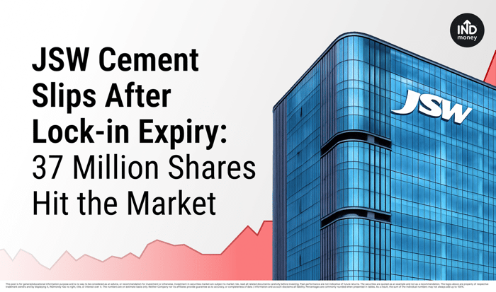 Image with Title: JSW Cement Slips After Lock-in Expiry: 37 Million Shares Hit the Market Image with Title: JSW Cement Slips After Lock-in Expiry: 37 Million Shares Hit the Market