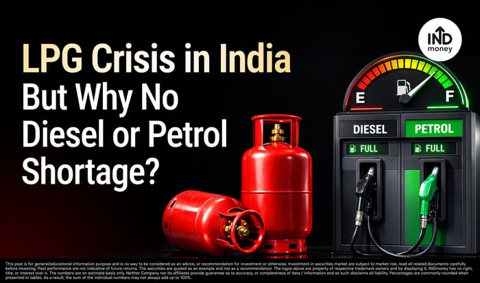 image with title "LPG Crisis in India But Why No Shortage for Diesel or Petrol?"